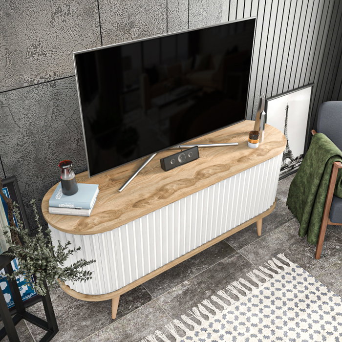 Hanah Home Soporte de TV Roble Oud y Blanco